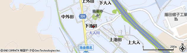 愛知県岡崎市池金町（下池田）周辺の地図