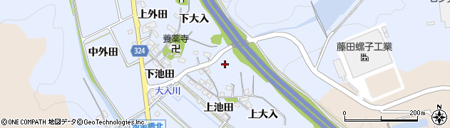 愛知県岡崎市池金町（下大入）周辺の地図