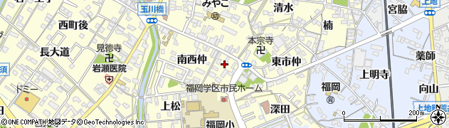 愛知県岡崎市福岡町（西市仲）周辺の地図
