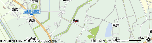 愛知県新城市杉山後田周辺の地図