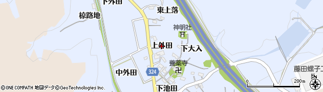 愛知県岡崎市池金町（上外田）周辺の地図