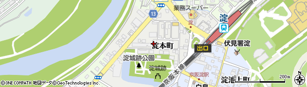 京都府京都市伏見区淀本町周辺の地図