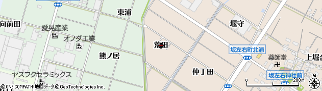 愛知県岡崎市坂左右町（荒田）周辺の地図