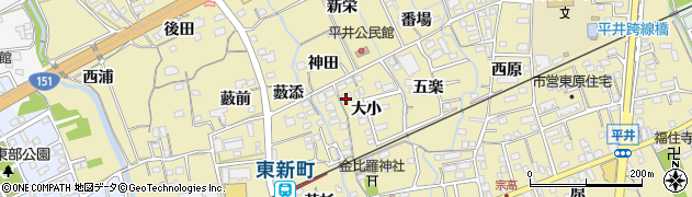 愛知県新城市平井大小周辺の地図