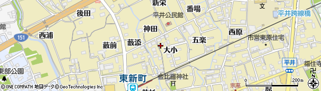 愛知県新城市平井（大小）周辺の地図