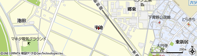 愛知県岡崎市合歓木町（平池）周辺の地図