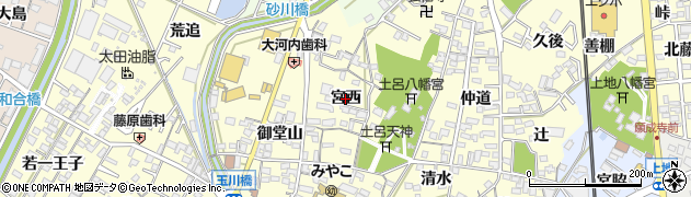 愛知県岡崎市福岡町（宮西）周辺の地図