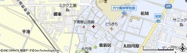 愛知県岡崎市下青野町（西新居）周辺の地図