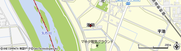 愛知県岡崎市合歓木町（池田）周辺の地図