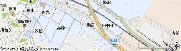 愛知県岡崎市市場町（馬面）周辺の地図
