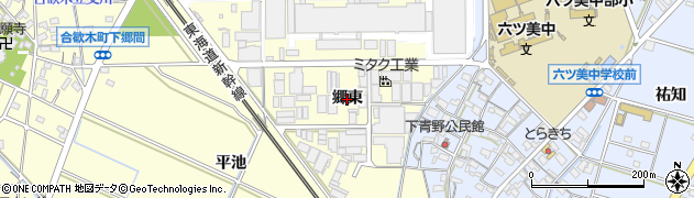 愛知県岡崎市合歓木町（郷東）周辺の地図