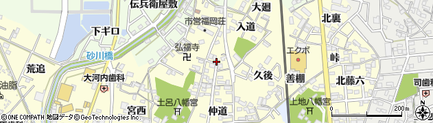 愛知県岡崎市福岡町（北御坊山）周辺の地図