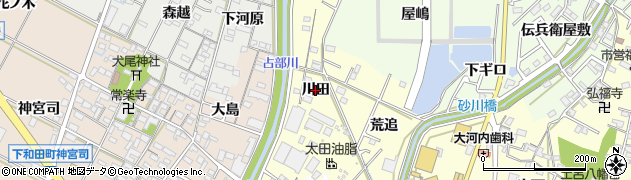 愛知県岡崎市福岡町（川田）周辺の地図