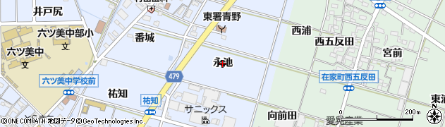 愛知県岡崎市下青野町（永池）周辺の地図