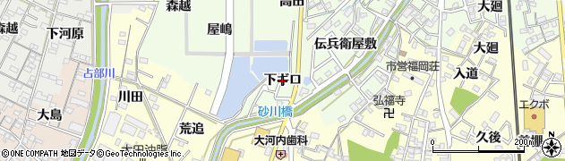 愛知県岡崎市若松町（下ギロ）周辺の地図
