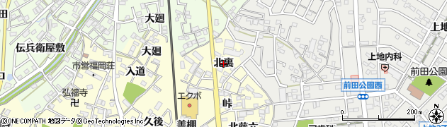 愛知県岡崎市福岡町（北裏）周辺の地図