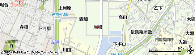 愛知県岡崎市若松町（屋嶋）周辺の地図