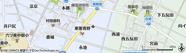 愛知県岡崎市下青野町（宮東）周辺の地図