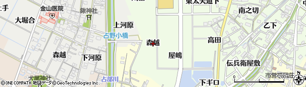 愛知県岡崎市若松町（森越）周辺の地図