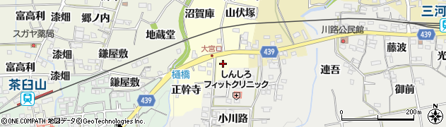 愛知県新城市大宮（大道添南）周辺の地図