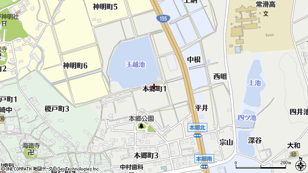 〒479-0853 愛知県常滑市本郷町の地図
