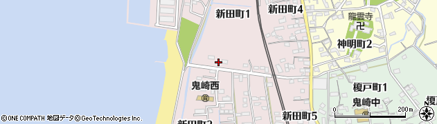 愛知県常滑市新田町周辺の地図