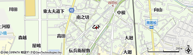 愛知県岡崎市若松町乙下周辺の地図