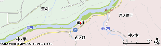 愛知県新城市市川鍋山周辺の地図