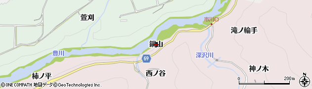愛知県新城市市川（鍋山）周辺の地図