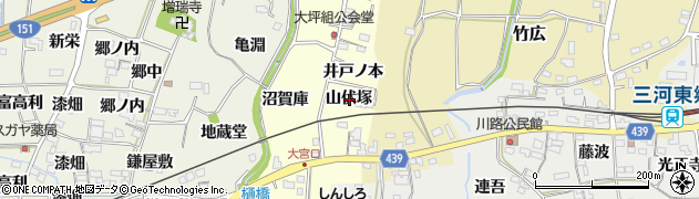 愛知県新城市大宮山伏塚周辺の地図