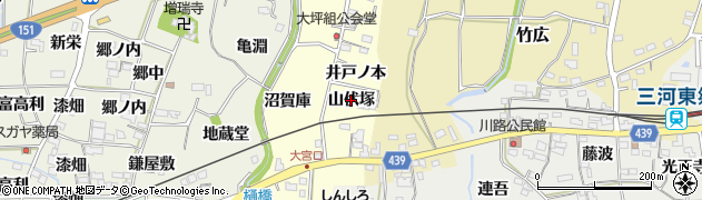 愛知県新城市大宮（山伏塚）周辺の地図