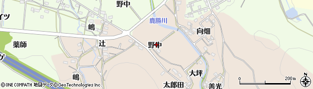 愛知県岡崎市鹿勝川町（野中）周辺の地図