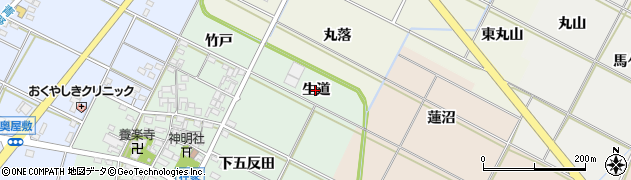 愛知県岡崎市在家町（生道）周辺の地図