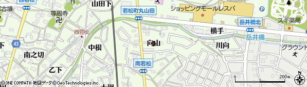 愛知県岡崎市若松町（向山）周辺の地図