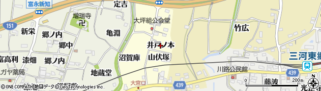 愛知県新城市大宮（井戸ノ本）周辺の地図