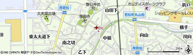 愛知県岡崎市若松町（寺前）周辺の地図