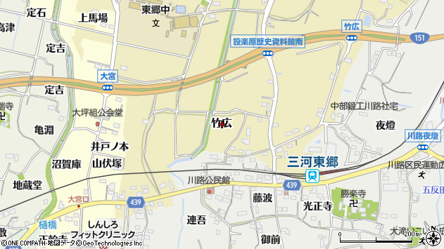 〒441-1305 愛知県新城市竹広の地図