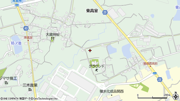 〒675-2321 兵庫県加西市北条町東高室の地図