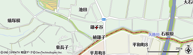 愛知県阿久比町（知多郡）植大（鎌子谷）周辺の地図