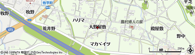 愛知県岡崎市牧平町（大野屋敷）周辺の地図