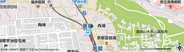 京都府宇治市五ケ庄（西浦）周辺の地図