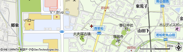 愛知県岡崎市若松町（西之切）周辺の地図