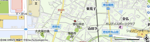 愛知県岡崎市若松町（北之切）周辺の地図