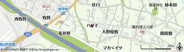 愛知県岡崎市牧平町（ハリマ）周辺の地図