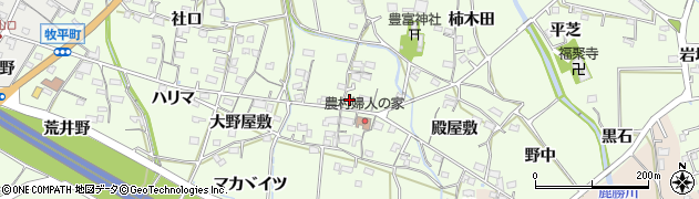 愛知県岡崎市牧平町中屋敷周辺の地図