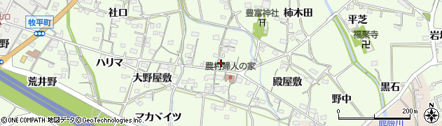 愛知県岡崎市牧平町（中屋敷）周辺の地図