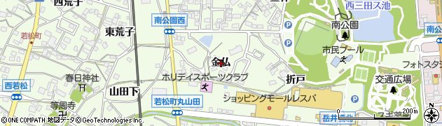 愛知県岡崎市若松町（金仏）周辺の地図