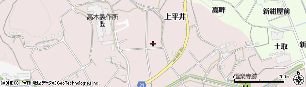 愛知県新城市上平井石キシ周辺の地図