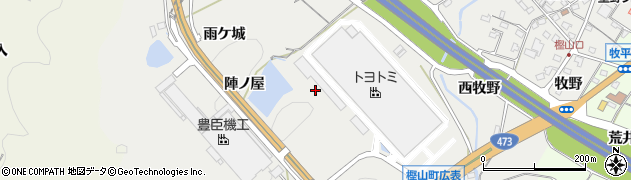 愛知県岡崎市樫山町（陣ノ屋）周辺の地図