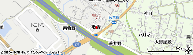 愛知県岡崎市樫山町（牧野）周辺の地図